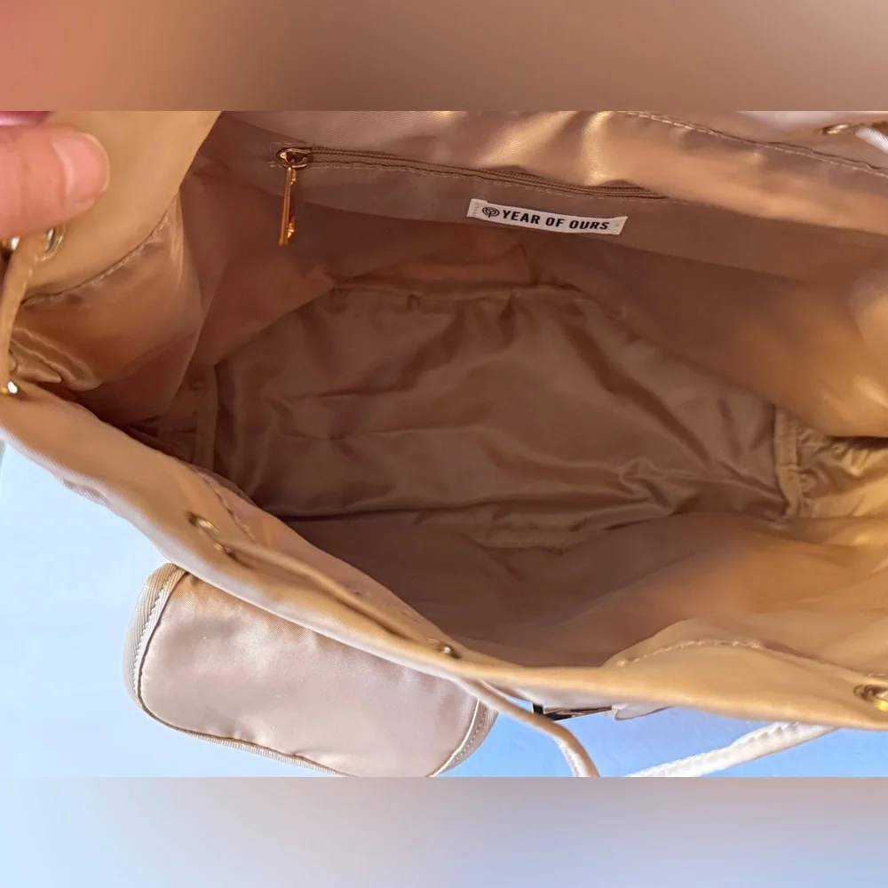 Year Of Ours Taupe Drawstring Backpack - Casual Travel or Commuter - NWT